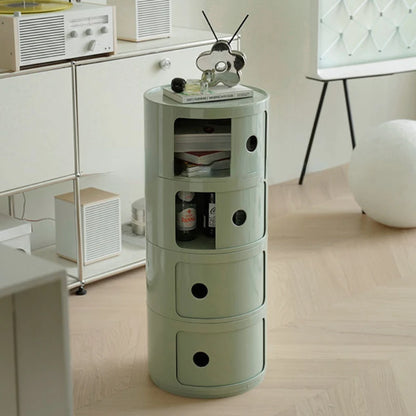 Nordic Minimalist White Bedside Table – Modern Round Plastic Side Cabinet, Small Creative Storage Unit