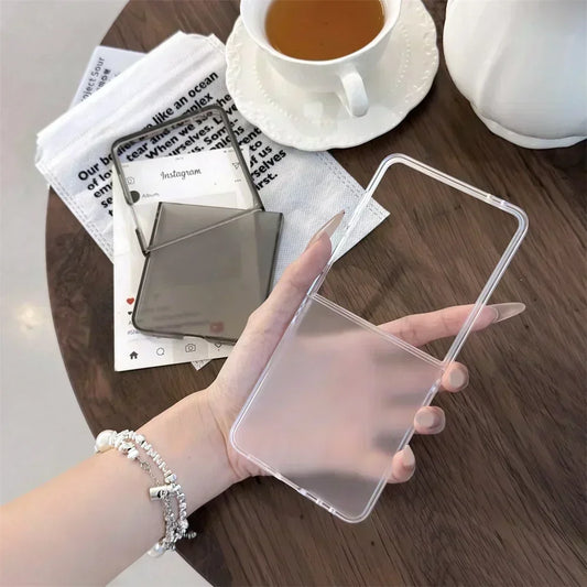 Transparent Sanding Phone Case – Shockproof Protective Shell for Samsung Galaxy Z Flip 3/4/5/6/7 5G