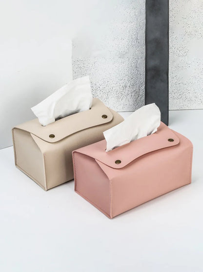 PU Leather Tissue Box – Desktop Storage Organizer for Dining Room, Living Room & Kitchen, 1PC