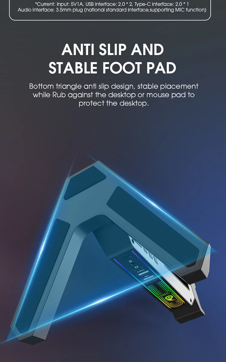 RGB Gaming Headset Stand – LED USB Charging Dock with Sound-Activated Lights & 11 Modes