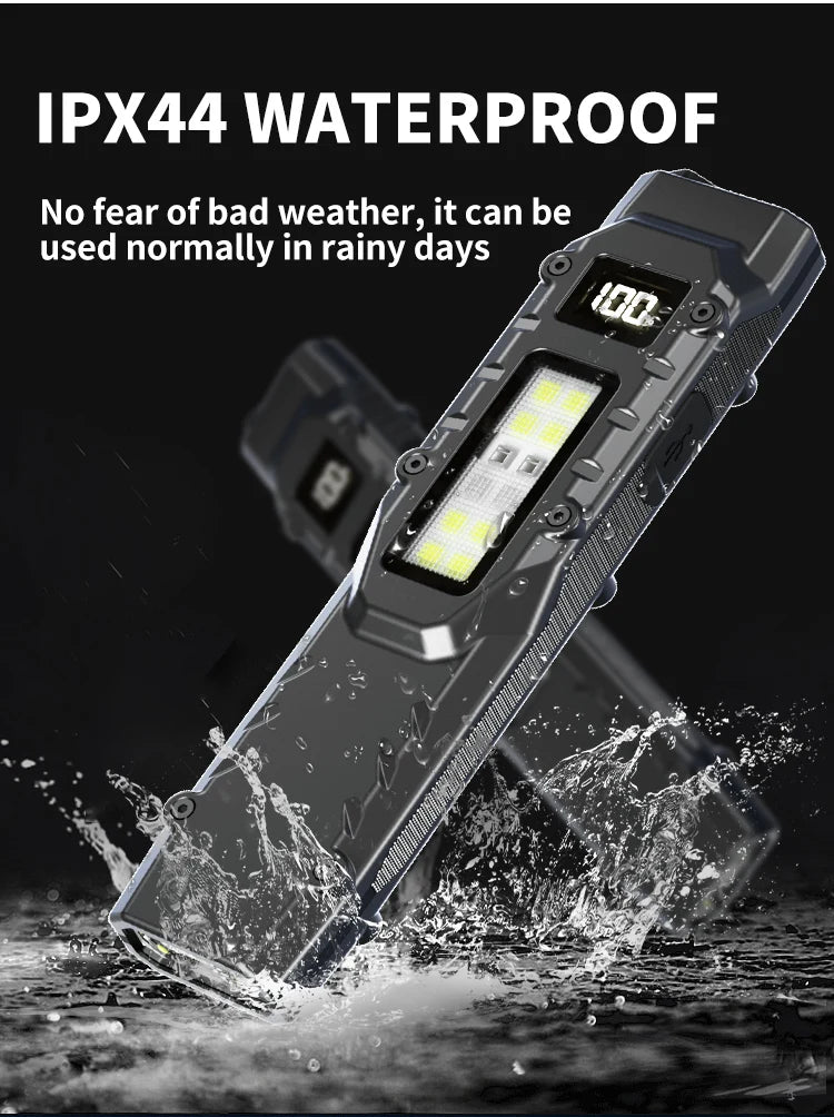 Portable 800 Lumens USB Rechargeable Tactical Flashlight – IPX4 Waterproof LED COB Work Light for Camping