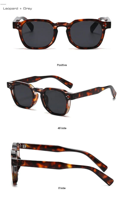JNPCXI Vintage Rivet Oval Sunglasses – Fashion Leopard Frame Luxury Eyewear for Men & Women, Anti Blue Light Glasses