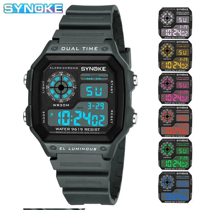 SYNOKE Digital Sports Watch for Men & Women – Luminous, Multifunction, Waterproof Wristwatch with Seven Lights for Outdoor & Running