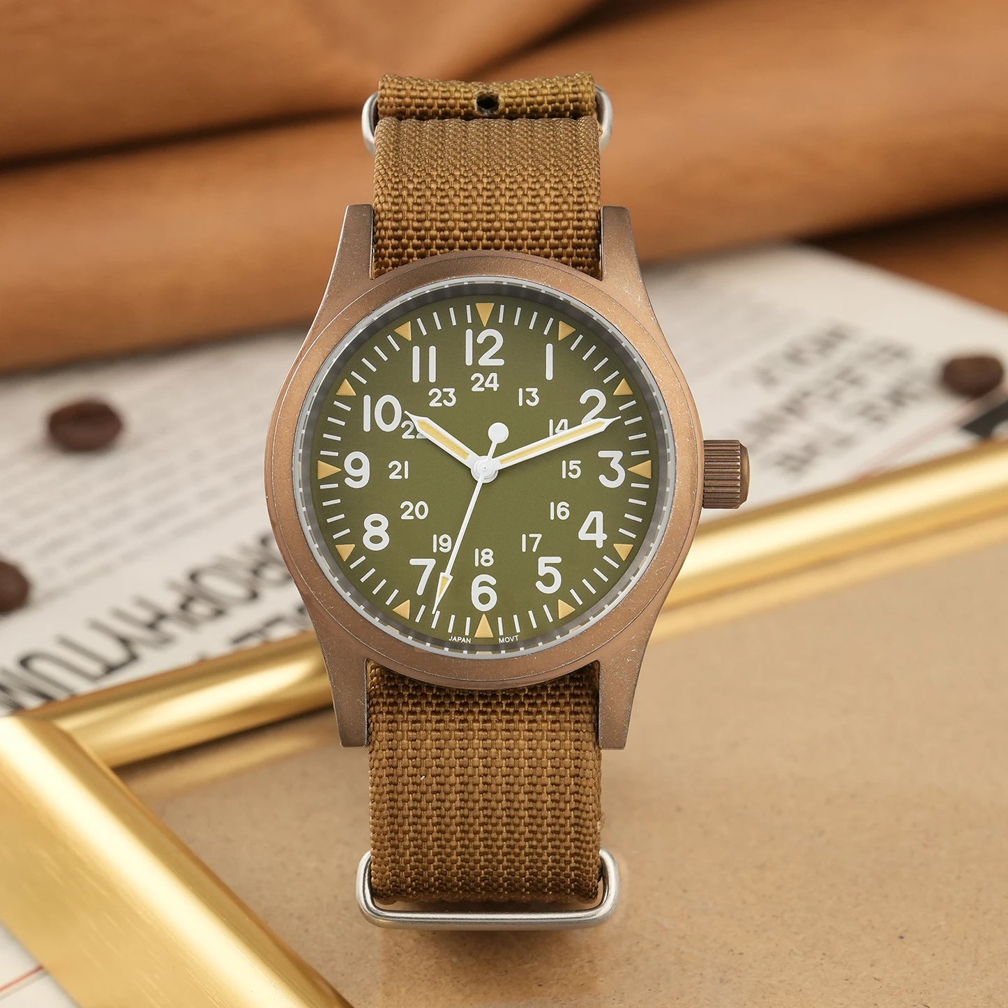Militado ML05 Vintage Quartz Watch 38mm with VH31 Movement, Domed Sapphire Crystal, AR Coating & Luminous Dial