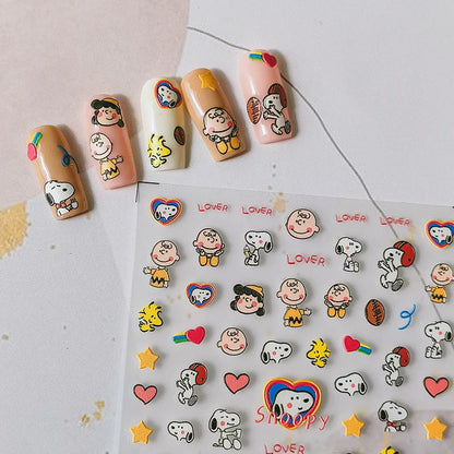 Cute Snoopy 5D Nail Stickers – Cartoon Anime Nail Art Decoration