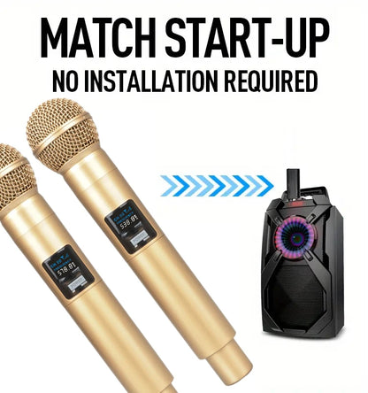 Gold 2.4GHz Wireless Handheld Microphone – Dynamic DJ Recording & Mixer Mic