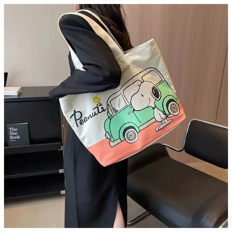Snoopy Girl Cartoon Canvas Bag – Cute, Lightweight, Large Capacity Shoulder Bag for Travel & Casual Use