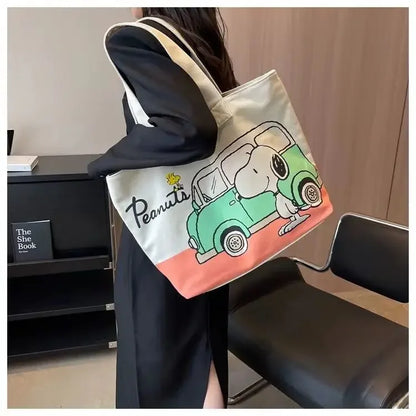 Snoopy Girl Cartoon Canvas Bag – Cute, Lightweight, Large Capacity Shoulder Bag for Travel & Casual Use