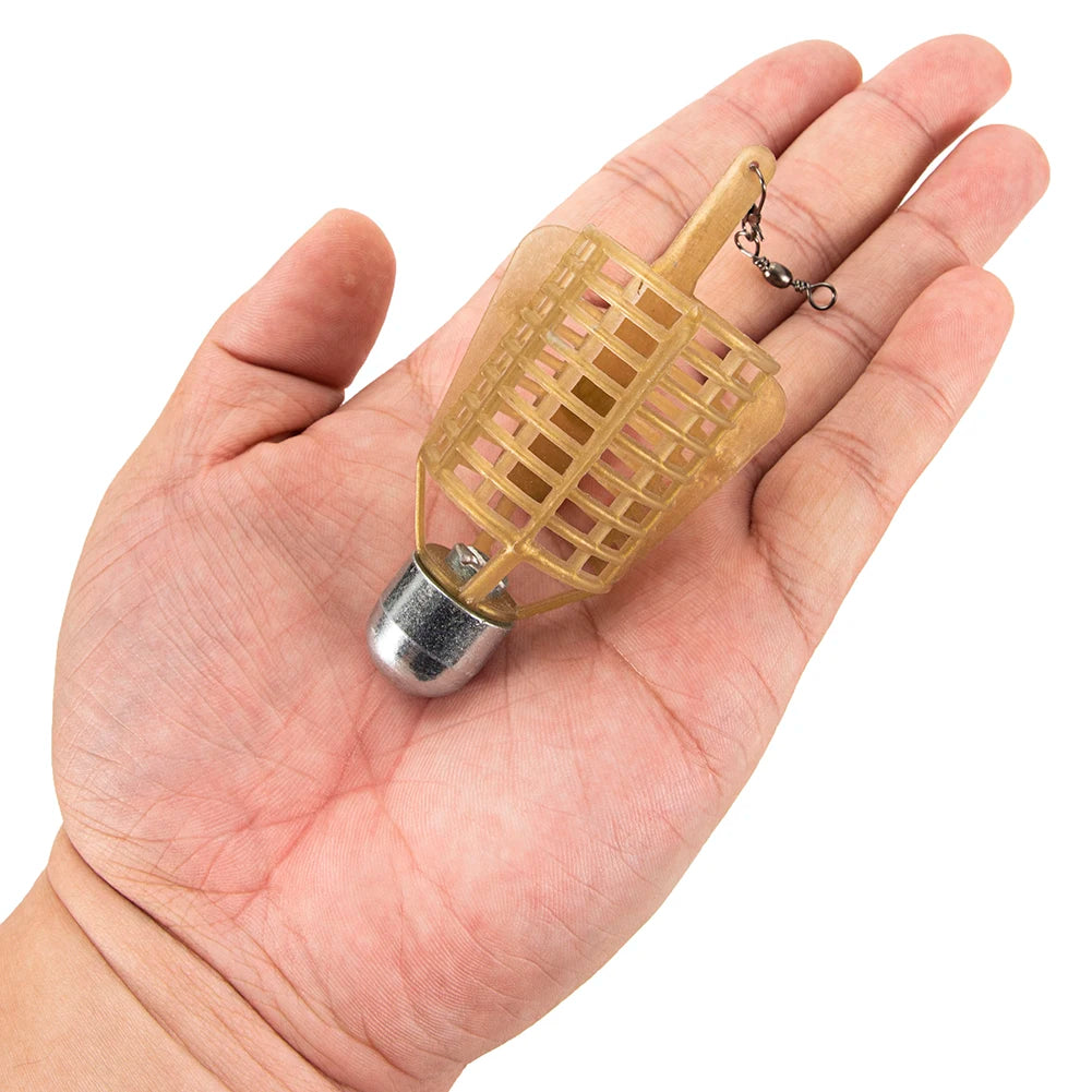 Fishing Hooks Explosion Bait Cage with Iron Head – Spherical Basket Feeder Holder Tackle Tool