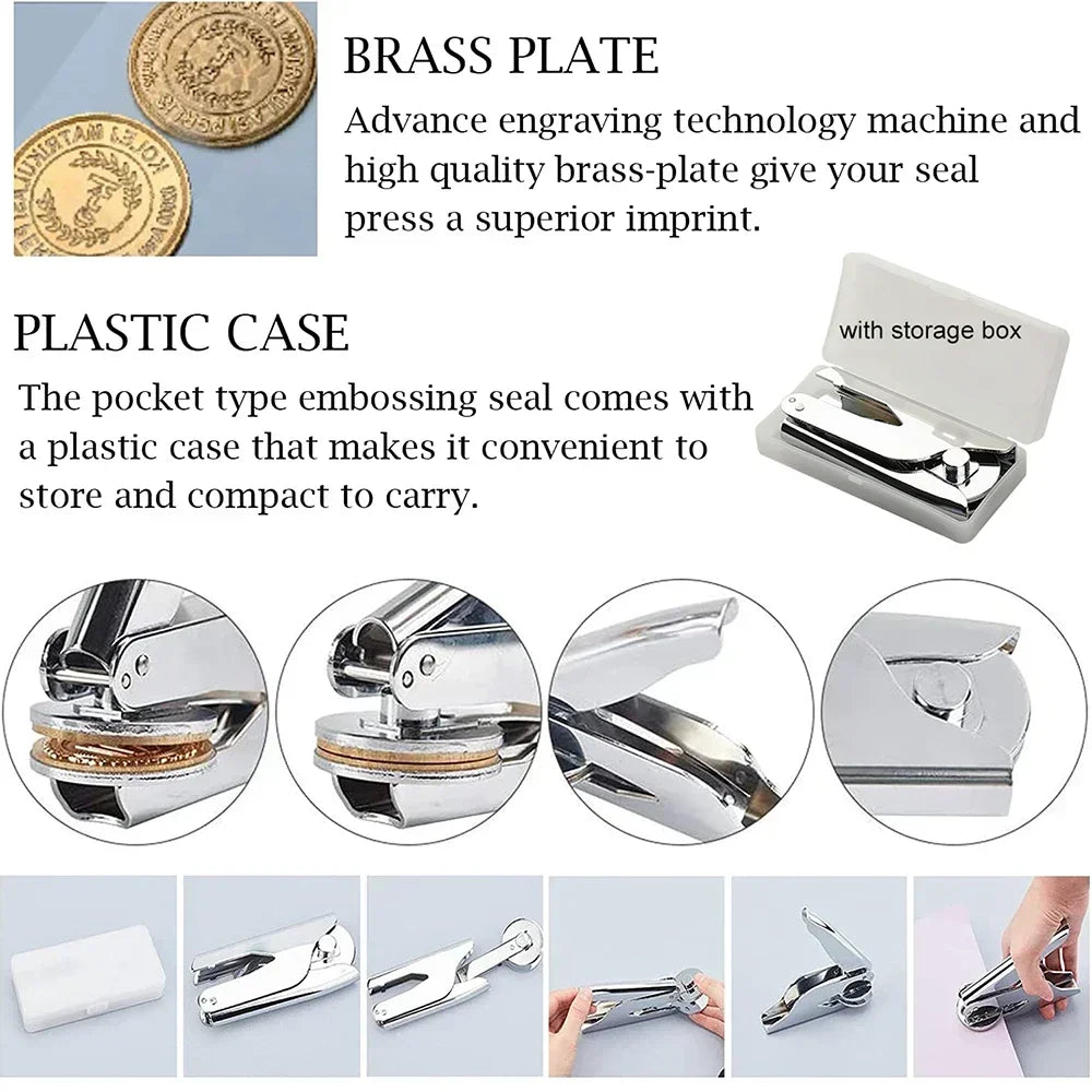 Custom Logo Embossed Stamp - Personalized Library Book, Certificate, Wedding Invitation, Letterhead Seal - Customization for Unique Impressions