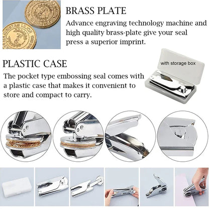 Custom Logo Embossed Stamp - Personalized Library Book, Certificate, Wedding Invitation, Letterhead Seal - Customization for Unique Impressions