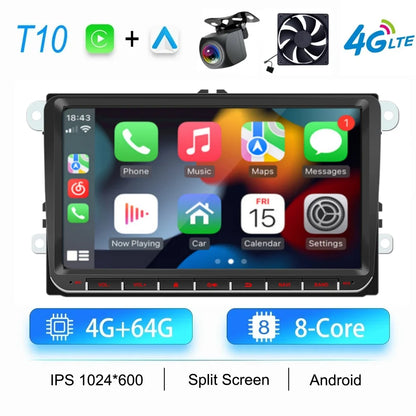 2DIN Android Car Radio for Volkswagen Golf 5/6, Polo, Passat B6/B7, CC, Skoda, Jetta - Multimedia, CarPlay, Wifi & GPS Navigation
