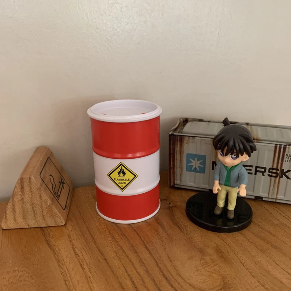 Iron Mini Oil Drum Model – Chemistry Car Desktop Decoration & Storage Box War Games Scene Toy for Boys