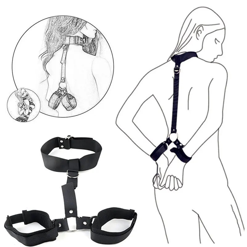 Adjustable BDSM Bondage Set – Handcuffs, Ankle Cuffs & Open Leg Restraints for Couples, Adult Fetish Games for Women