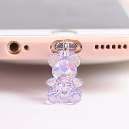 Kawaii Phone Dust Plug Charm - Acrylic Bear Jack Dust Protection Stopper, Anti-Dust Cap for Charge Port
