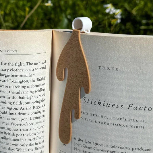 Cute Spilled Coffee Bookmark – Funny Corner Marker for Books, Creative Reading Stationery & School Supplies