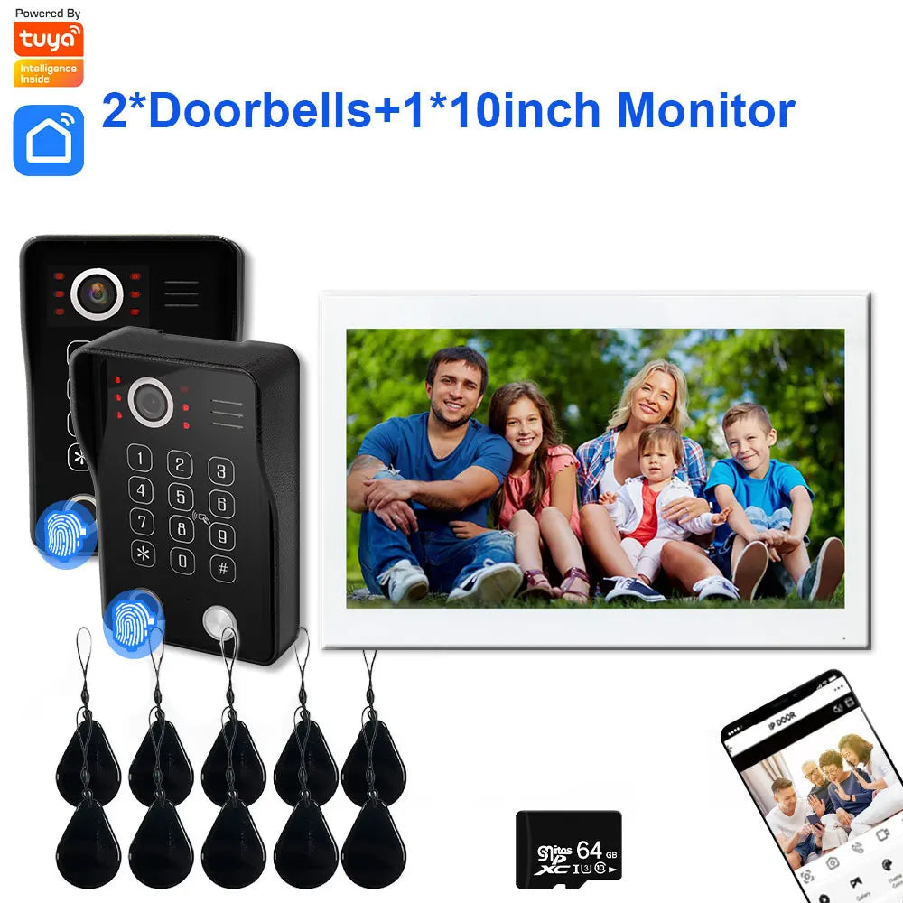 Fingerprint 5-in-1 WiFi Video Doorbell — Tuya Smart 1080P Touch Intercom System for Home Security