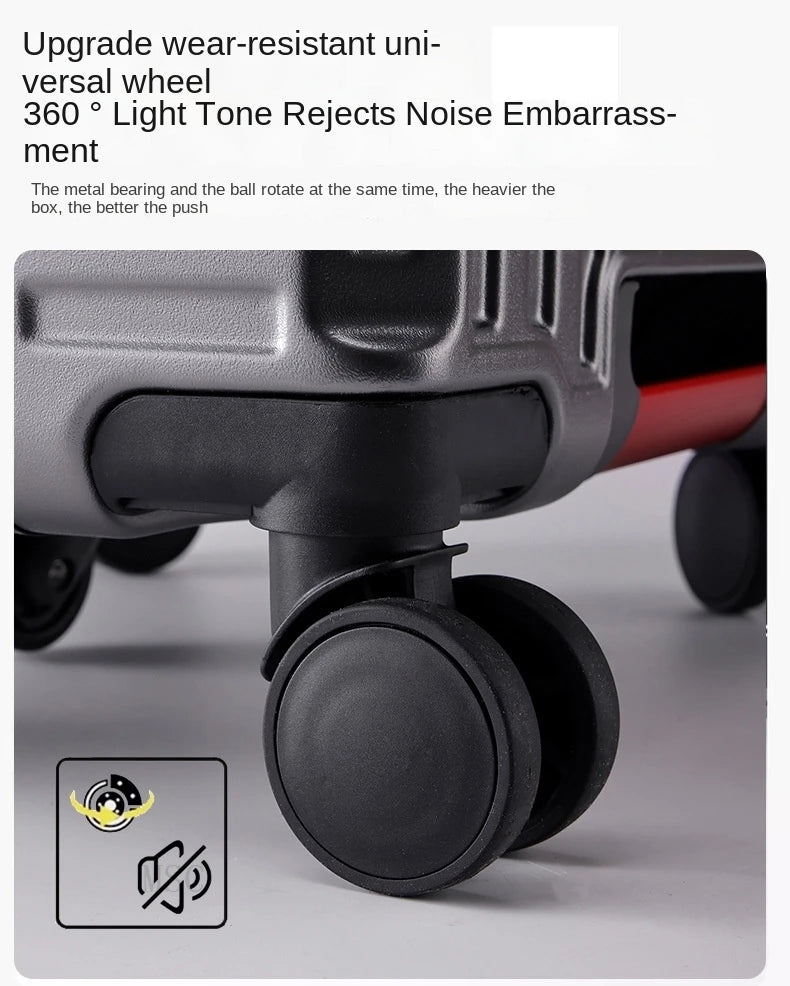 30-Inch Five-Wheel Aluminum Frame Suitcase — Multifunctional Cabin Luggage with Password Lock, USB Port & Cup Holder