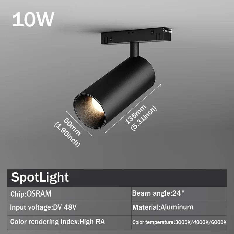 LED Magnetic Track Light Grille, Modern Embedded Flexible Linear Flood Lamp, DC48V Ceiling Spotlight for Indoor Living