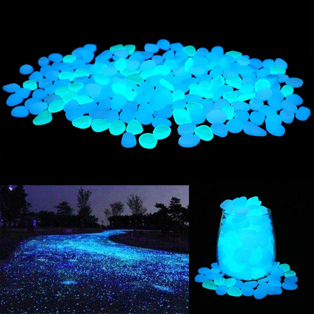 500 Piece Glow In The Dark Garden Pebbles: Luminous Stones for Yard and Walkways Decor - DIY Fairy Garden Rocks