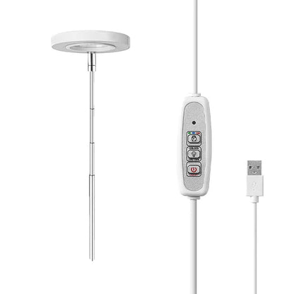 LED Indoor Angel Ring Plant Growth Light - USB 5V with On/Off Timer - Retractable Height Full Spectrum Simulated Sunlight