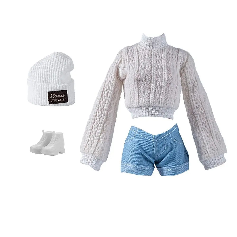11.5" Doll Clothes Set – Knitted Sweater, Pants, Hat & Shoes for 30cm 1/6 BJD Dolls Accessories