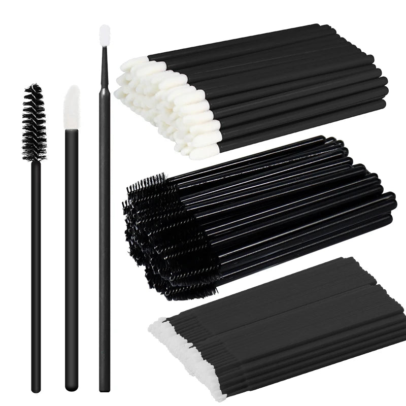 ANNAFRIS 50pcs Disposable Eyelash & Eyebrow Brushes — Soft Crystal Lash Extension Mascara Wands Makeup Tools