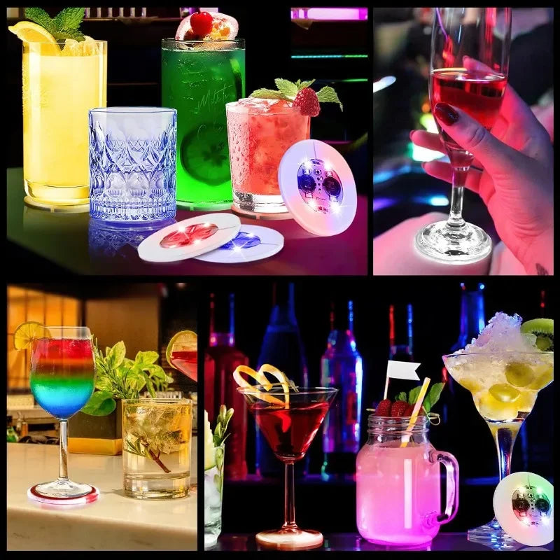 LED Luminous Cup Stickers — 6cm Bottle & Glass Coaster Lights for Bar, KTV, Wedding, Party Decoration (1/50PCS)