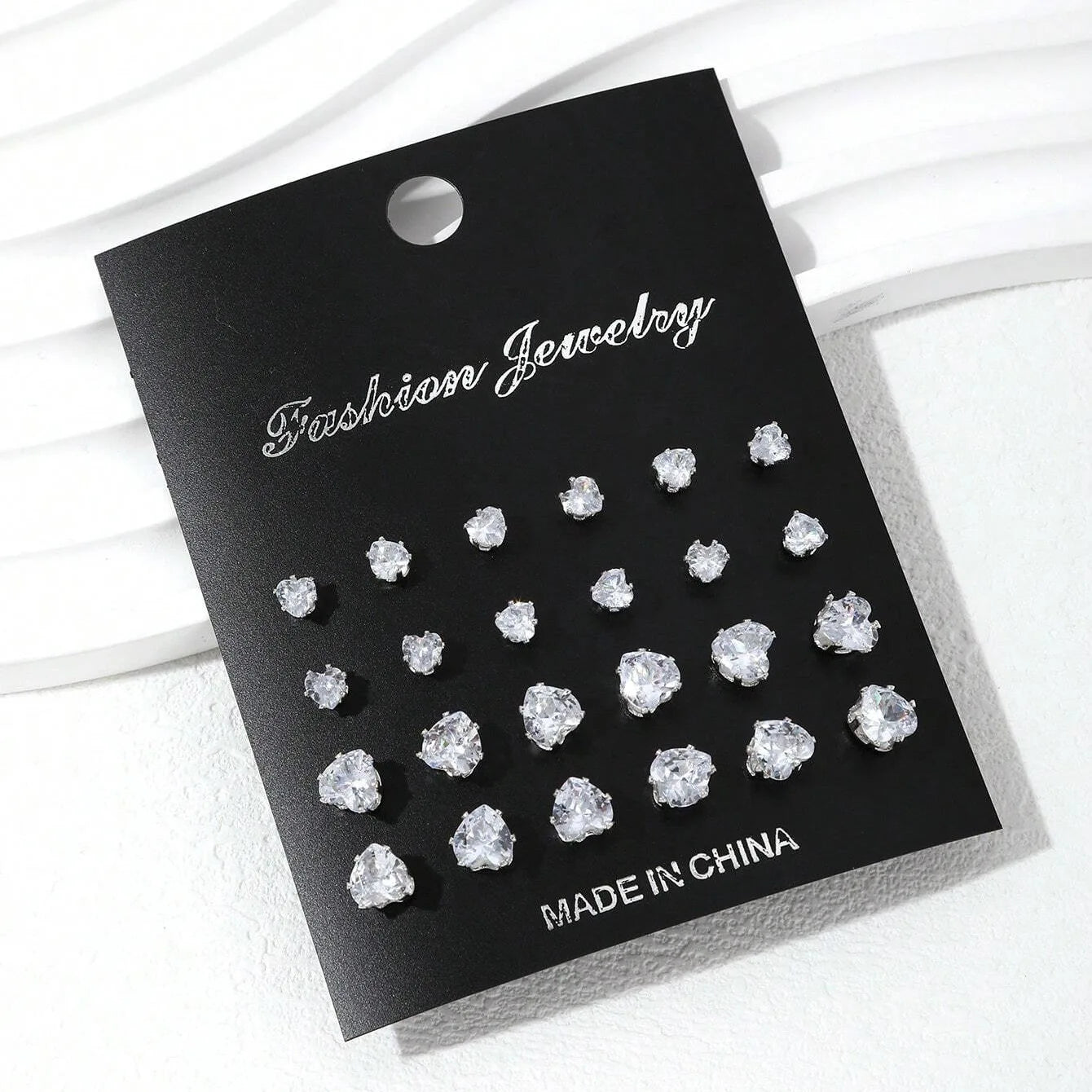 12 Pairs Luxury Zirconia Earrings – Elegant Shiny Stud Set for Parties, Gifts, and Couples