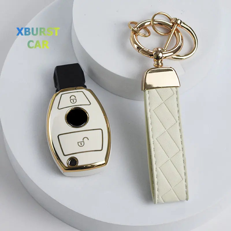 Car Key Case Cover – Key Bag Accessories for Mercedes Benz A/B/C/S Class, AMG, GLA, CLA, GLC W176/W221/W204/W205 Fob Keychain
