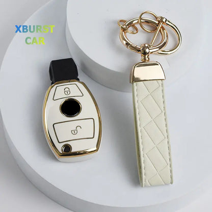 Car Key Case Cover – Key Bag Accessories for Mercedes Benz A/B/C/S Class, AMG, GLA, CLA, GLC W176/W221/W204/W205 Fob Keychain