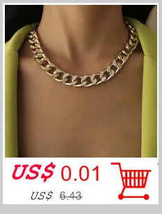 Exaggerated Chunky Metal Wire Choker Necklace – Gold Punk Collar, Wide Smooth Chain, Steampunk Jewelry for Women