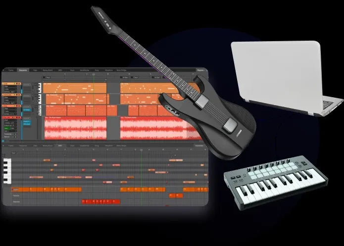 AeroBand Painless Guitar – Smart Silicone Strings with Bluetooth, 8 Sounds, USB MIDI Function, Perfect Gift for Adults