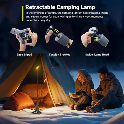 LED Outdoor Camping Lantern - USB Rechargeable, Adjustable Color Temperature, Portable, IP65 Waterproof, Retractable