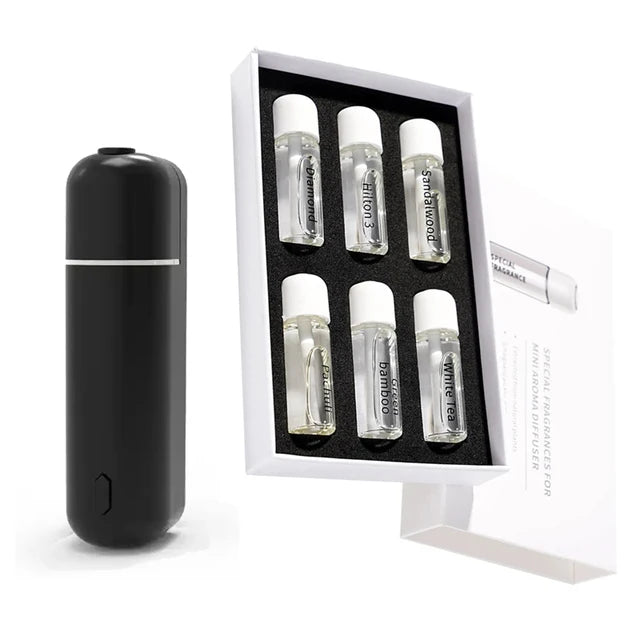 Mini USB Car Aroma Diffuser – Rechargeable Fragrance Oil Air Freshener with Essential Oil Vent Clip