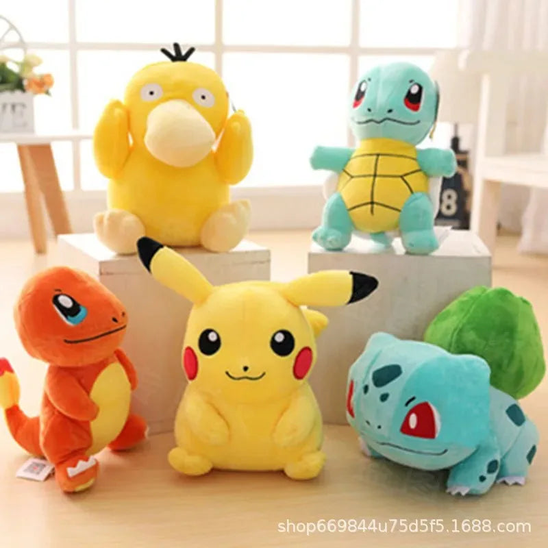 20cm Pokemon Plush Toys – Kawaii Pikachu, Raichu, Jenny, and Turtle Anime Dolls for Kids' Birthday & Christmas Gifts