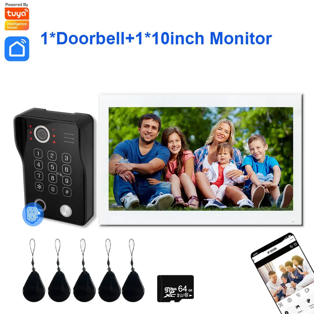 Fingerprint 5-in-1 WiFi Video Doorbell — Tuya Smart 1080P Touch Intercom System for Home Security