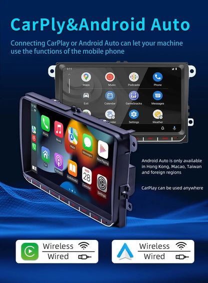 2DIN Android Car Radio for Volkswagen Golf 5/6, Polo, Passat B6/B7, CC, Skoda, Jetta - Multimedia, CarPlay, Wifi & GPS Navigation