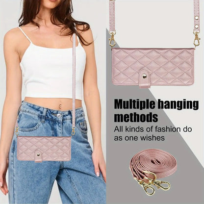 PU Leather Flip Wallet Case for Samsung Galaxy Z Fold 6/5/4/3 5G – Card Holder, Wrist Strap, Crossbody Stand Cover