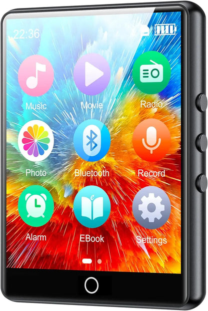 32GB Bluetooth 5.0 MP3 Player - 2.8 Inch Touch Screen, HiFi Music, FM Radio, Speaker, Recorder, EBook & Picture Viewer