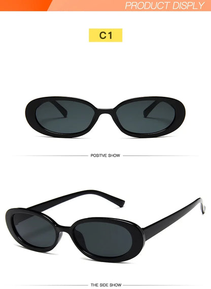 Vintage Small Oval Sunglasses for Women – Luxury Brand Designer Retro Black & Red UV400 Eyewear