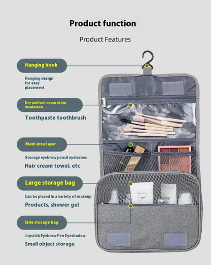 Foldable Toiletry Bag Organizer – Hanging Cosmetic & Makeup Case for Travel and Business