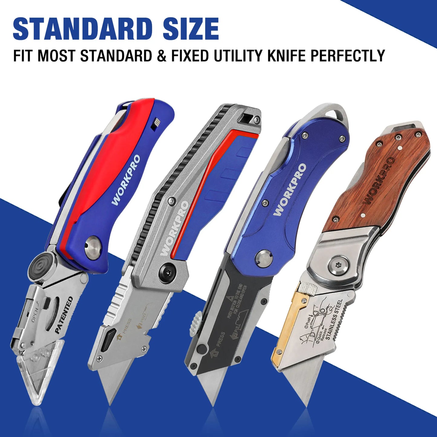 WORKPRO Utility Knife Blades - 5/50/100 PCS, SK5 Steel, Heavy Duty Replacement Blades for Knives