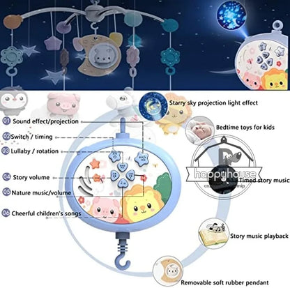 Baby Crib Mobile with Music, Lights, and Projection - Remote Control Toys for Newborns 0-6 Months