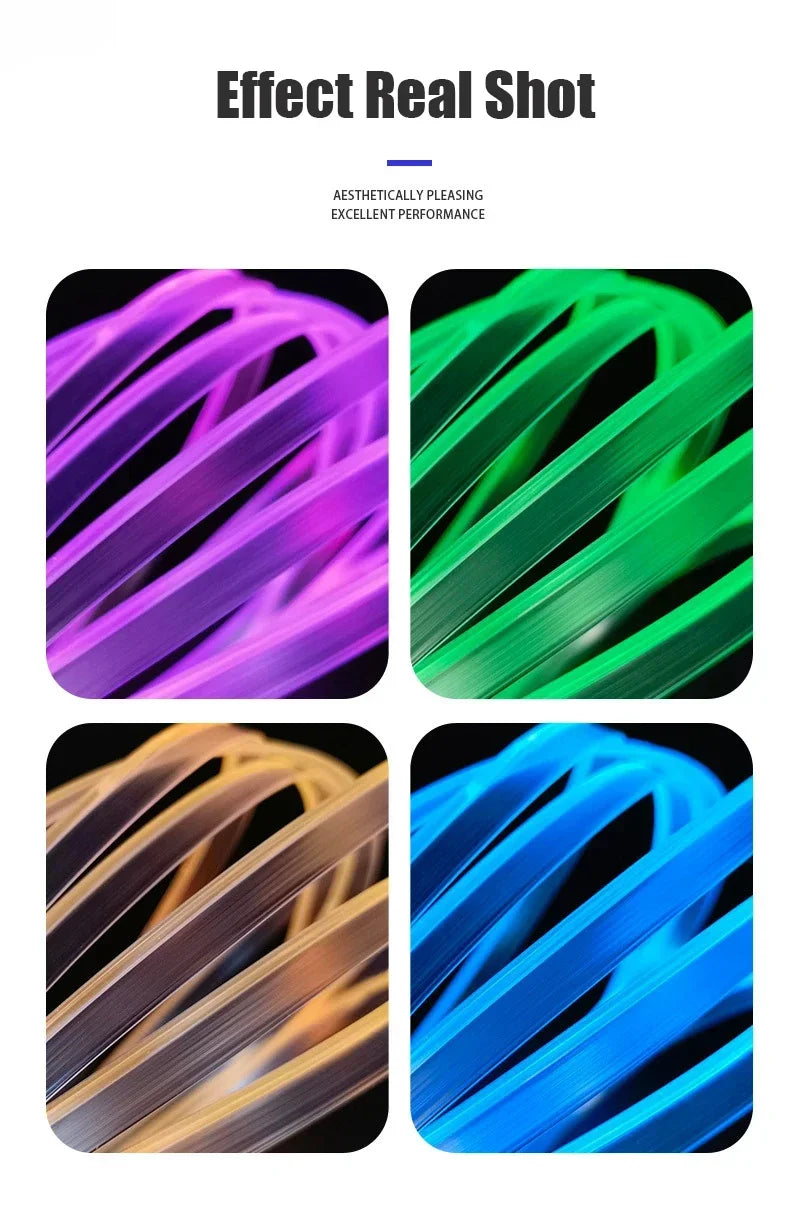 RGB Car Interior LED Light Strip – 2/3/4/5M USB Fiber Optic Atmosphere Lamp, APP Control for Customizable Lighting