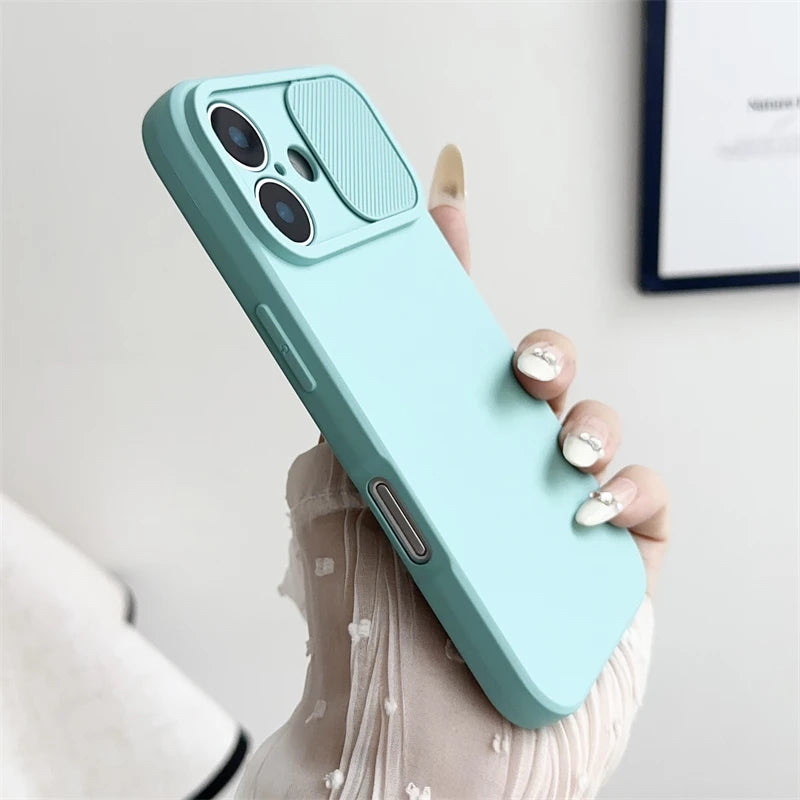iPhone Slide Camera Lens Protector – Soft Silicone Shockproof Bumper Case for iPhone 7-16