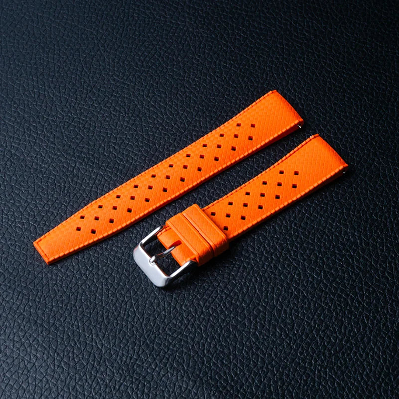 Classic Tropical Style FKM Watch Strap - 18mm, 20mm, 22mm Replacement Band for Seiko, Oris, Citizen