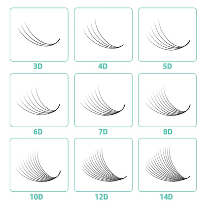 AGUUD 10-Tray Premade Volume Lashes – Super Fans with Needle Stem & Narrow Base for Eyelash Extensions
