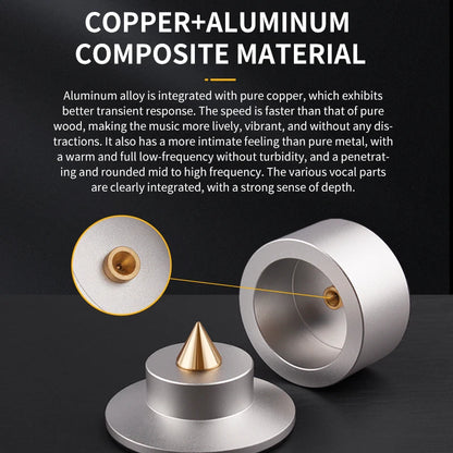 4-Piece Aluminum Audio Amplifier Shock Absorber Feet – HiFi Speaker & CD Player Anti-Vibration Pads