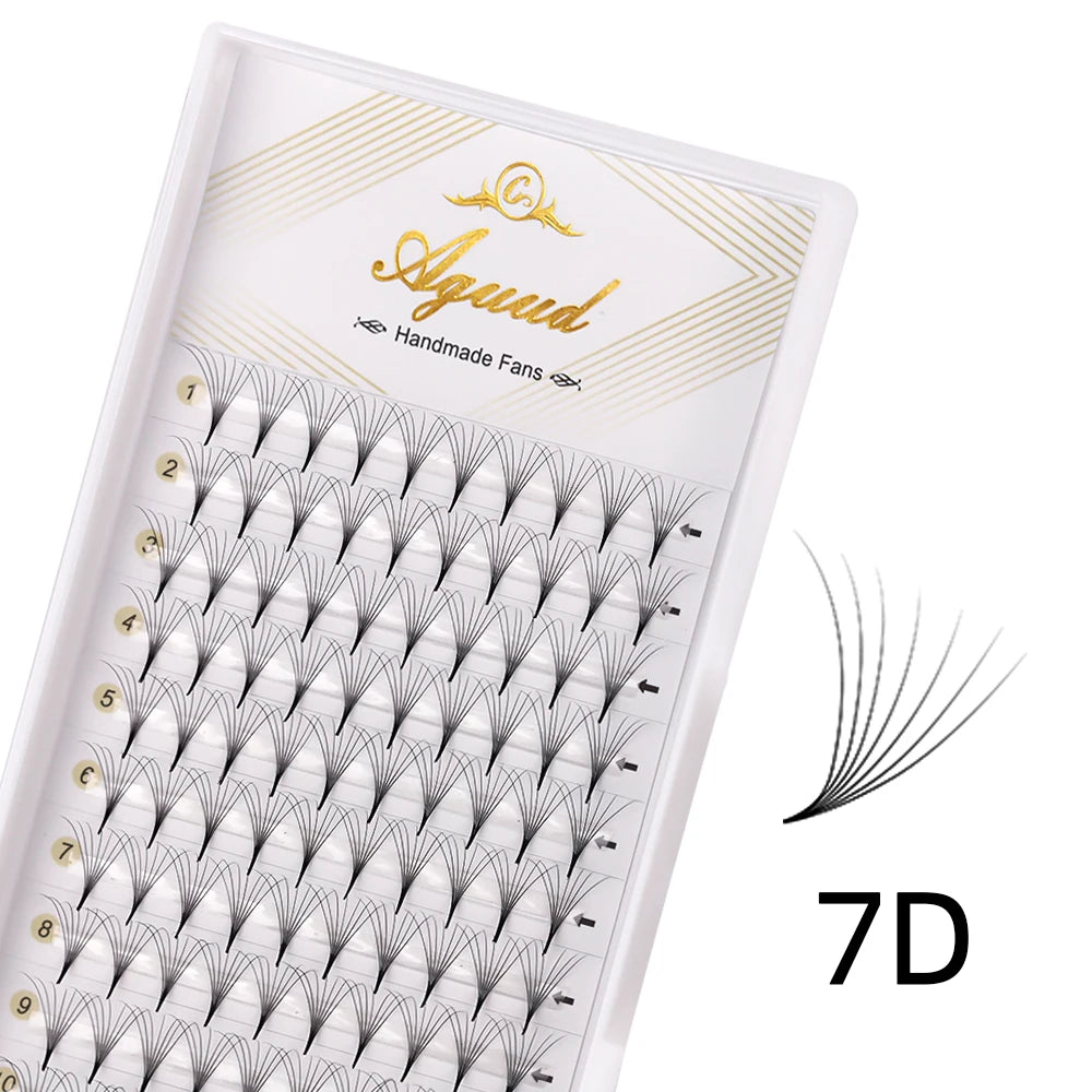 AGUUD 10-Tray Premade Volume Lashes – Super Fans with Needle Stem & Narrow Base for Eyelash Extensions